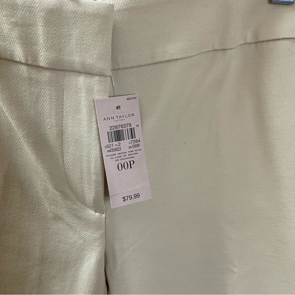 NWT Ann Taylor “Straight Through Hip & Thigh” ankle length pants 00P cream - Picture 2 of 7